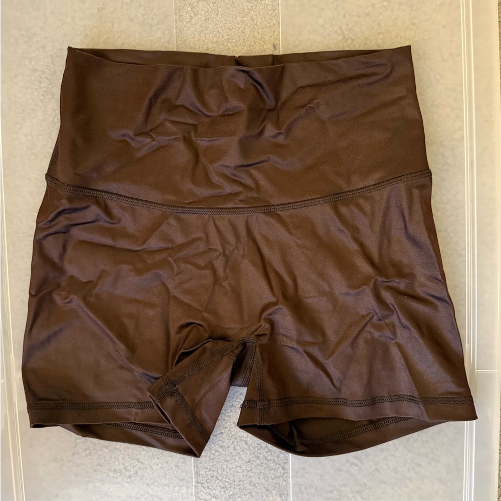 Aerie Shiny Deep Brown Bike Shorts